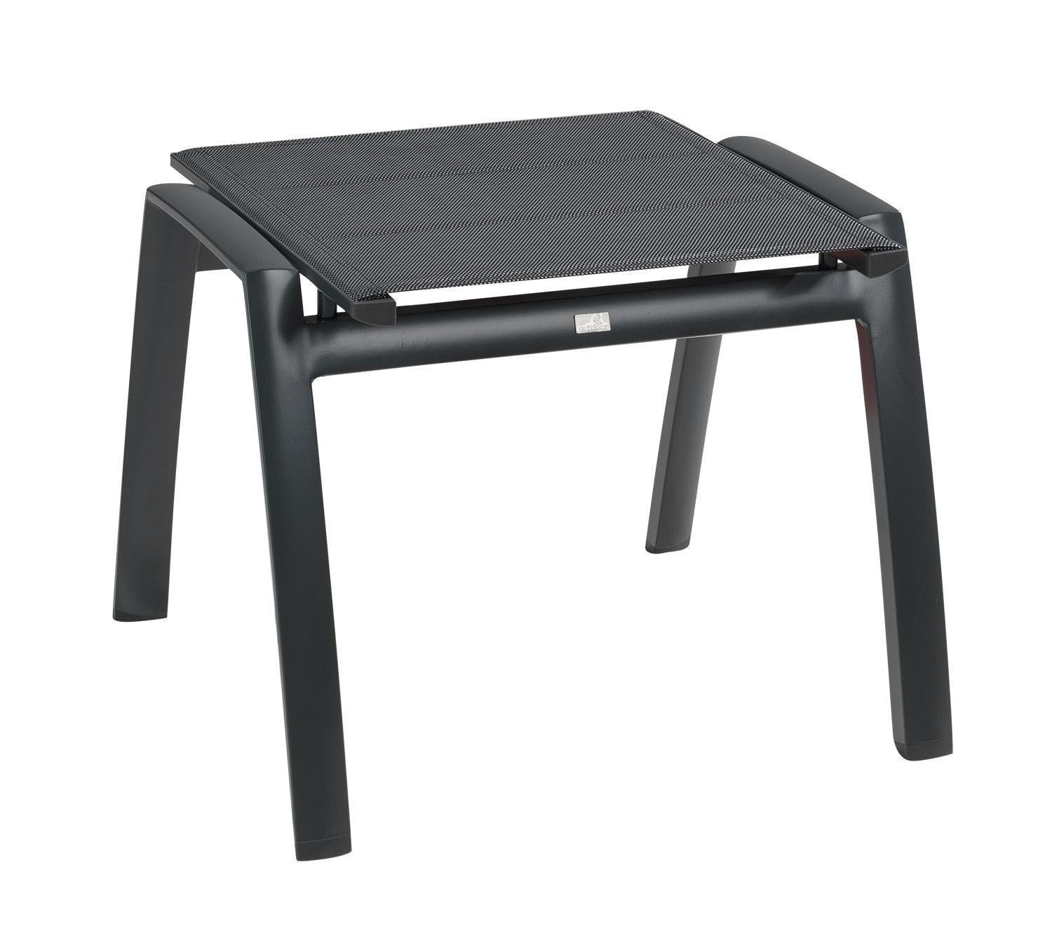 Gartenhocker Anthrazit – Gepolsterter Outdoor-Hocker aus Aluminium & Textilen – Wetterfeste Fußablage & Sitzhocker für Terrasse & Balkon – UV-beständig & Rostfrei – 53 x 44 x 57 cm