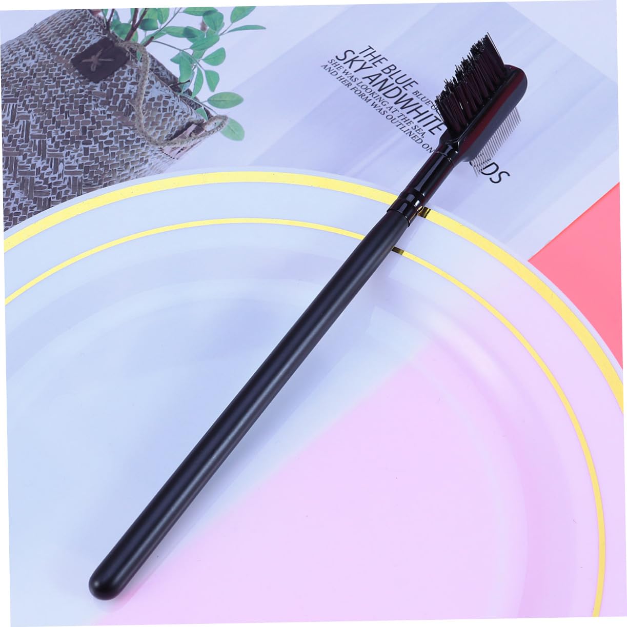 Baluue Portable Eyebrow Brush Lash Comb Reusable Beauty Brush Set Dual Head Makeup Tool Lightweight for Travel Daily Use