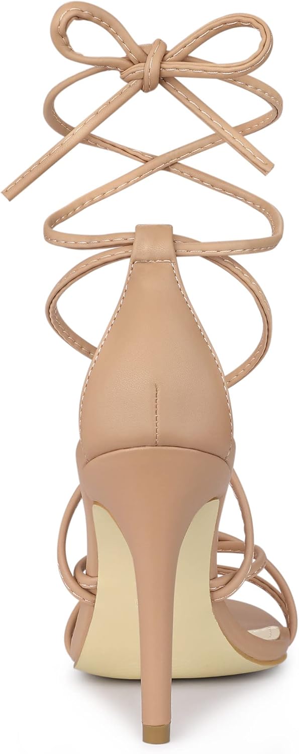 Allegra K Women's Lace Up Heels Strappy Stiletto Heel Sandals - Image 4