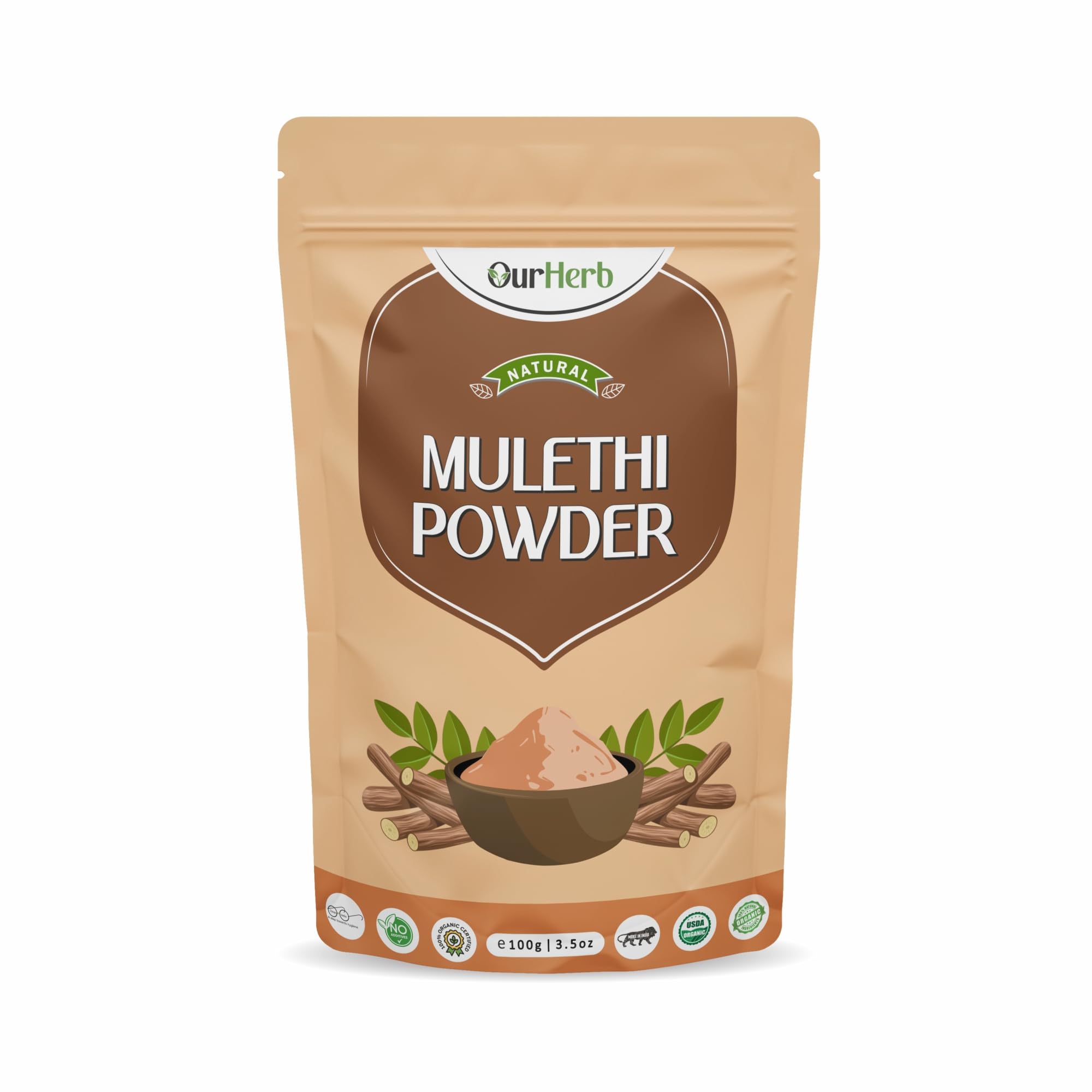 Organic Mulethi Powder| Liquorice | Yashimadhu | Glycyrrhiza glabra | For Skin, Hair with Natural Pigmentation Face Pack - 100g | 3.5 Oz