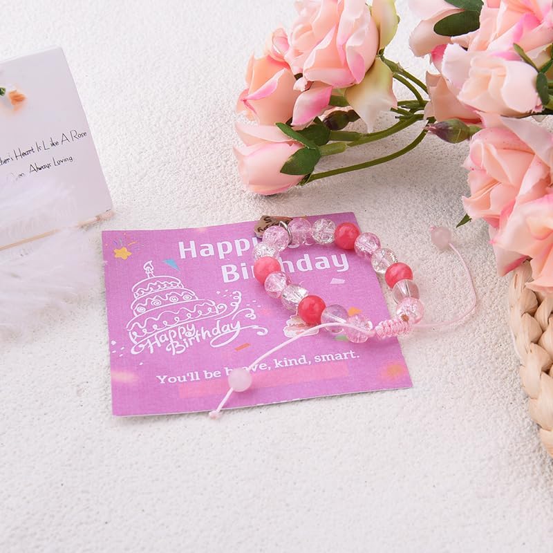Happy 5 Year Old Bracelet for Daughter Granddaughter 5th Birthday Gifts for Women Niece Pink Charm Beaded Bracelets for 5yr Old Birthday Decorations for Woman Females Sweet Bday Christmas Gifts - Image 6