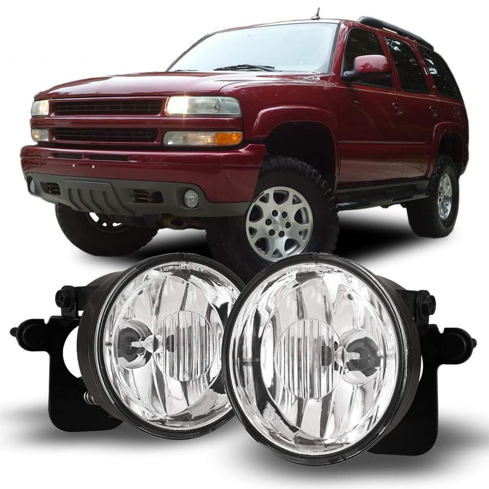 I1MOTOR Fog Lights Assembly Ft for [2000-2006 Chevy Suburban 1500 2500 Z71/Tahoe Z71] [1997-2003 Pontiac Grand Prix and 2000-2005 Pontiac Sunfire] with Fog Lamps Replacement Driver and Passenger
