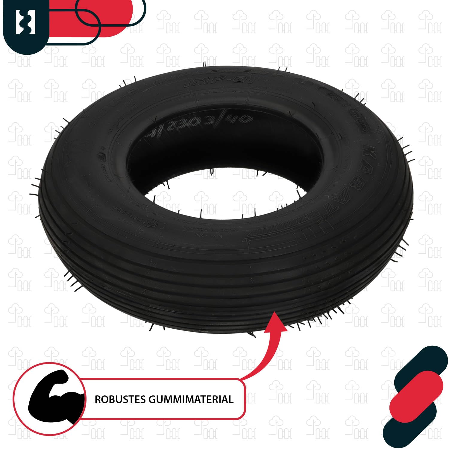 KOTARBAU® Schubkarre Reifen - 4.00-8 - Sackkarre Ersatzreifen - ⌀ 38 cm - für Schubkarrenrad - Schubkarrenreifen - Gummi - Schwarz