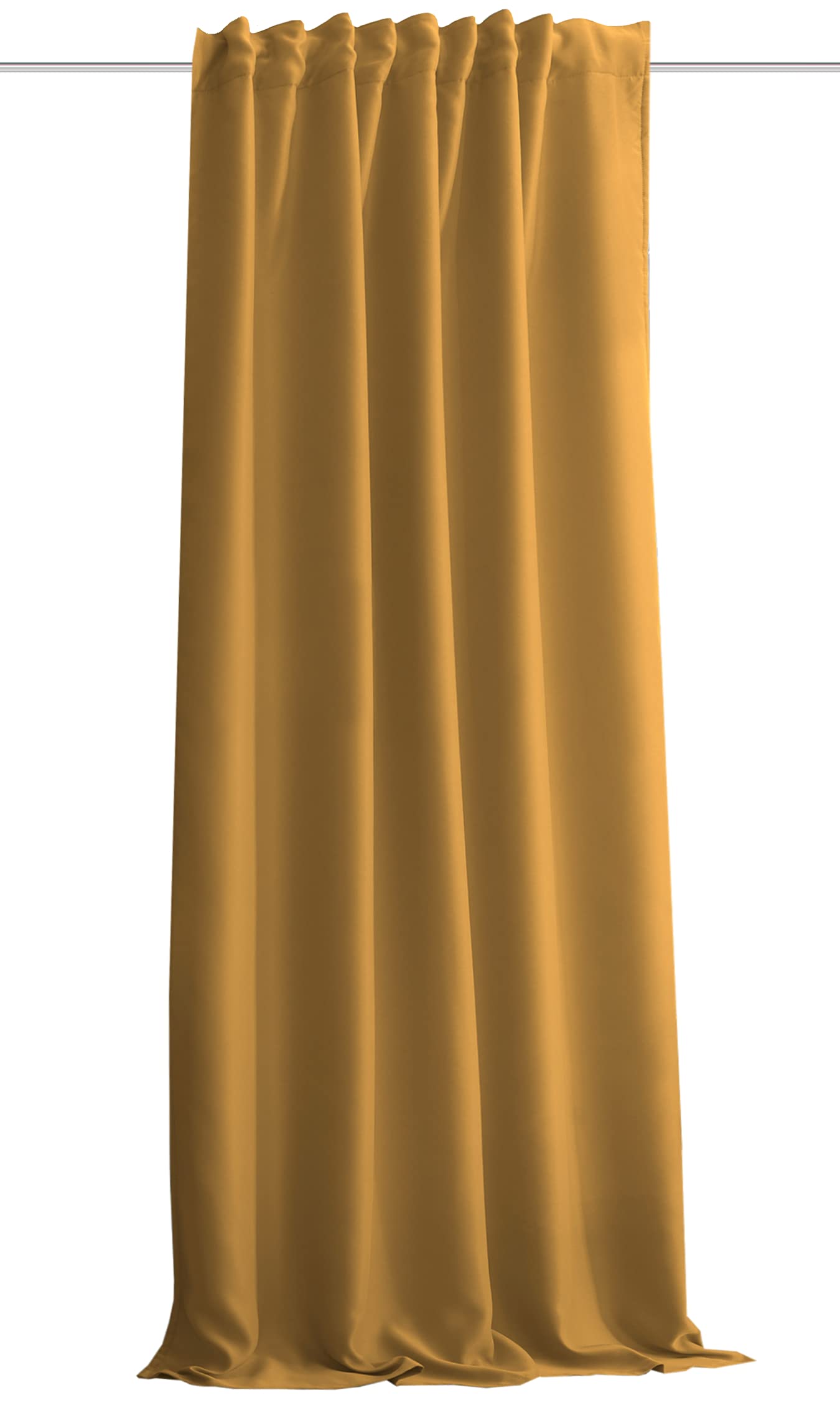 HOMEbasics | Akustikvorhang Uni | ACUSTICO | Lärm-, Hitze-, Kälte- und Zugluft-Schutz + abdunkelnd | Curry | 245 x 135 cm