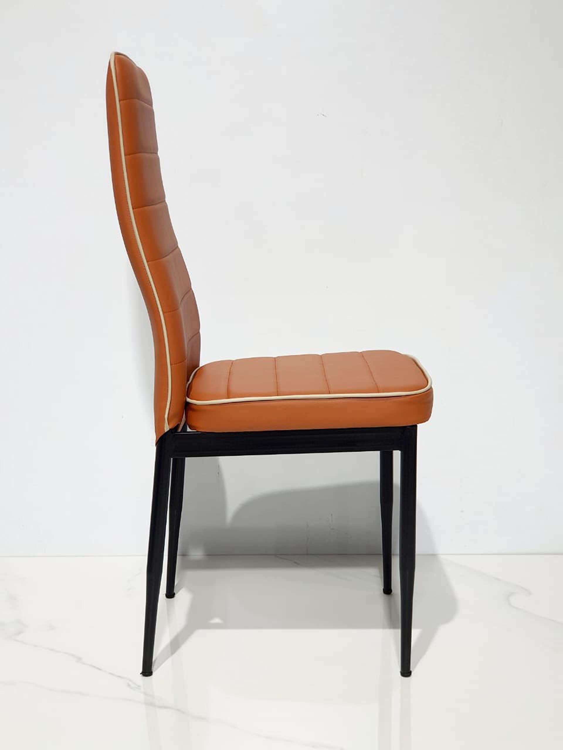 s k grill art Chair for Living Room Dining Office Work Study Home Sitting Cushioned Seat Powder Coated Metal Frame (Rust Colour)