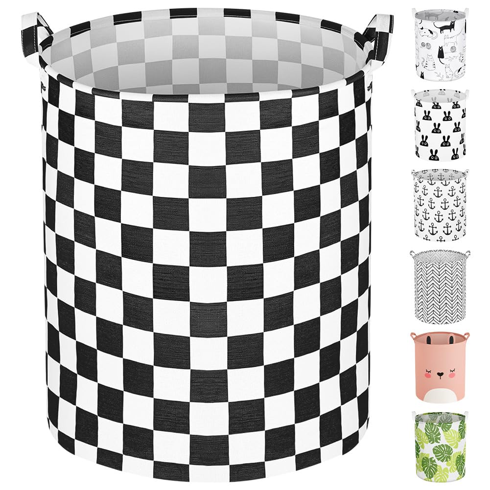 AUAUY Collapsible Laundry Basket, Large Laundry Hamper with Handle, Waterproof Dirty Clothes Basket, 40*50cm Cylindric Washing Baskets for Laundry Bedroom Bathroom Dorm Storage Clothes Bed Sheet Toys