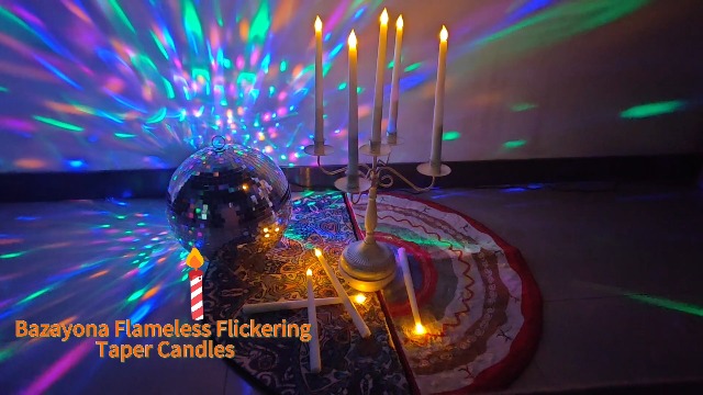 Image of 72pcs Flameless Flickering LED Taper Candles Bulk Battery Operated Candles for Christmas Halloween Birthday Wedding Party, (Ivory, 11 inch, 72pcs)
