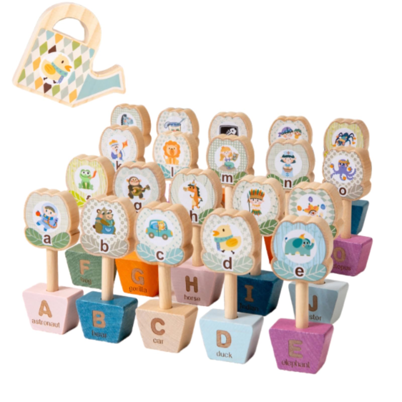 Gioco di Associazione Lettere Sicuro Blocchi di Legno con Lettere Sensoriale Blocchi ABC in Legno per Asilo Nido