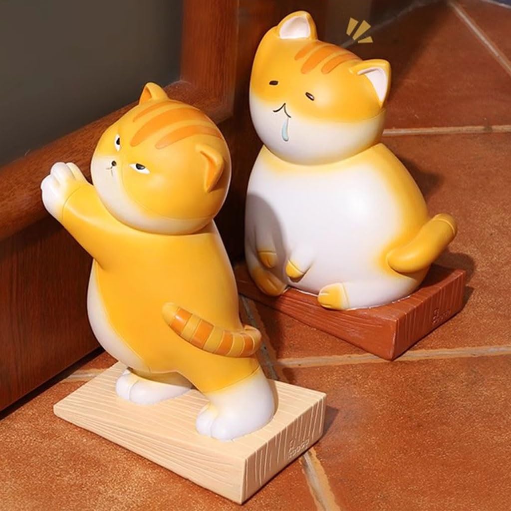 Kreativer Türstopper Aus Kunstharz In Katzenform, 3D-Multifunktionaler Schreibtisch-Buchstopper, Türstopper Ohne Lochen Für Die Wohnung, (A+B)