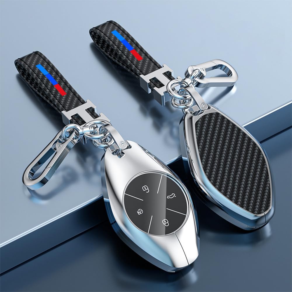 WENINETIES Car Key Covers for Xpeng Xiaopeng Mona M03 P7 P7i P7 + P5 G3 G3i G6 G9 G7 2025 2023, Smart Car Remote Key Fob Case with Keychain Cover Shell Keyless Smart Card Case,A-Silver