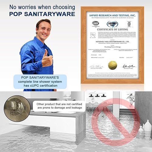 Miniatura 2 de POP SANITARYWARE Juego de grifo de ducha dorado cepillado, mezclador de lluvia, accesorio de ducha montado en la pared, sistema de cabezal de ducha