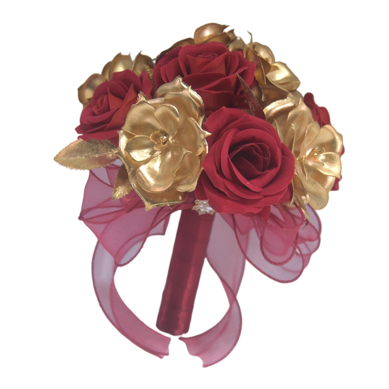 Artificial Bridal Bouquet Wedding Hand Bouquet for Chinese Wedding Looks, Ribbon Handle Portrait Accent, 23 X 18 Cm Bridal Portrait Xiuhe Ribbon Handle Ceremony Flower Accent Chinese Bride Hand Wear