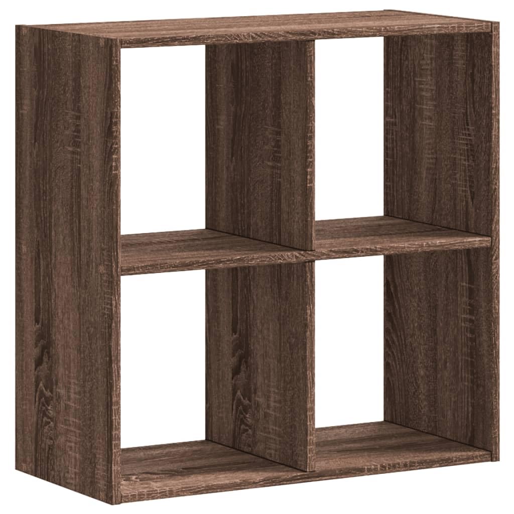Bücherregal Holzwerkstoff Braun Eichen-Optik 68,5x32x68,5 cm | 4 Facher, Standregal, Raumteiler, pflegeleicht, feuchtes Tuch, Wandhalterung
