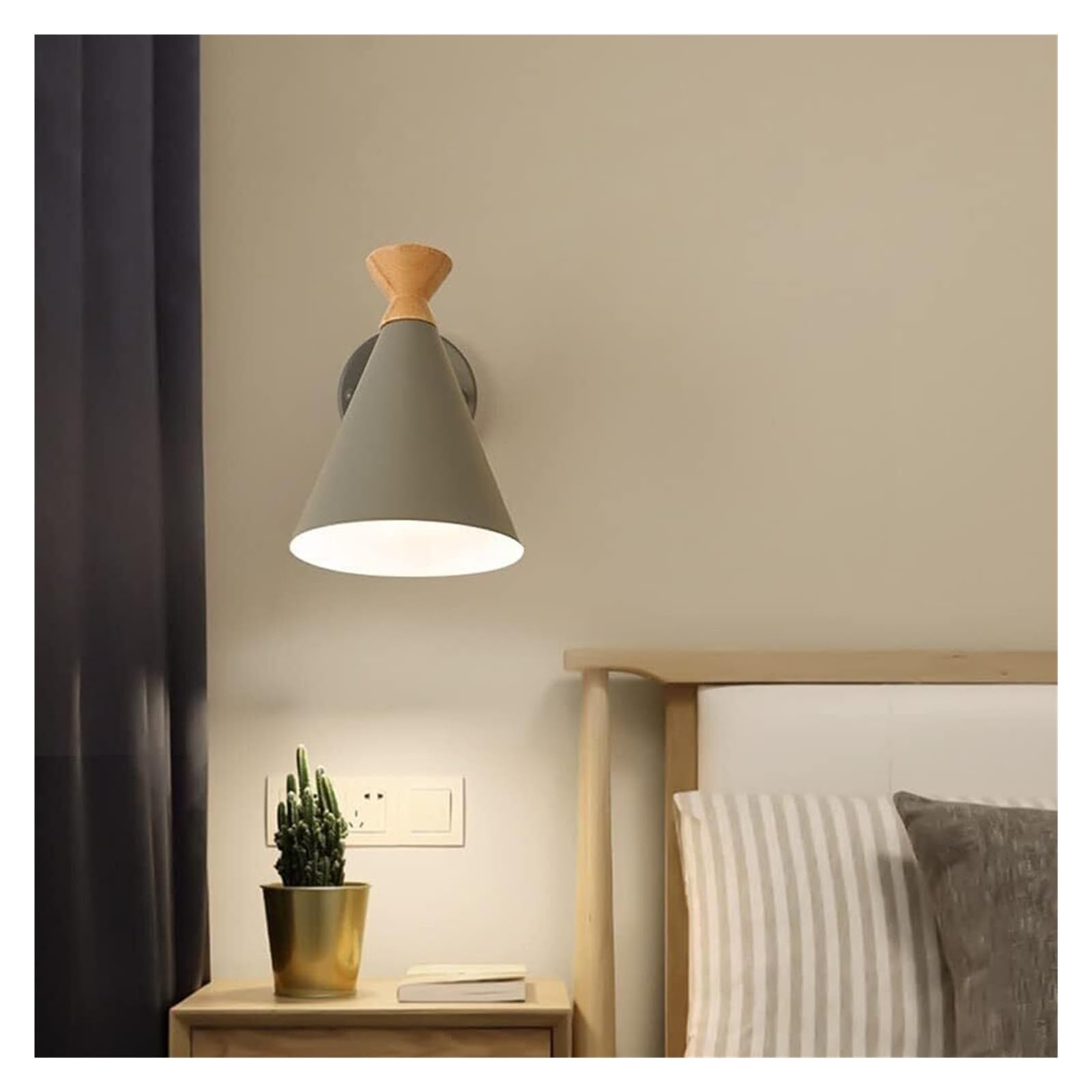 VDOQTLJT Wall Lamp Macaron Horn Light Postmodern Indoor Sconce Restaurant Decor Lantern Lamps sconces(Gr)