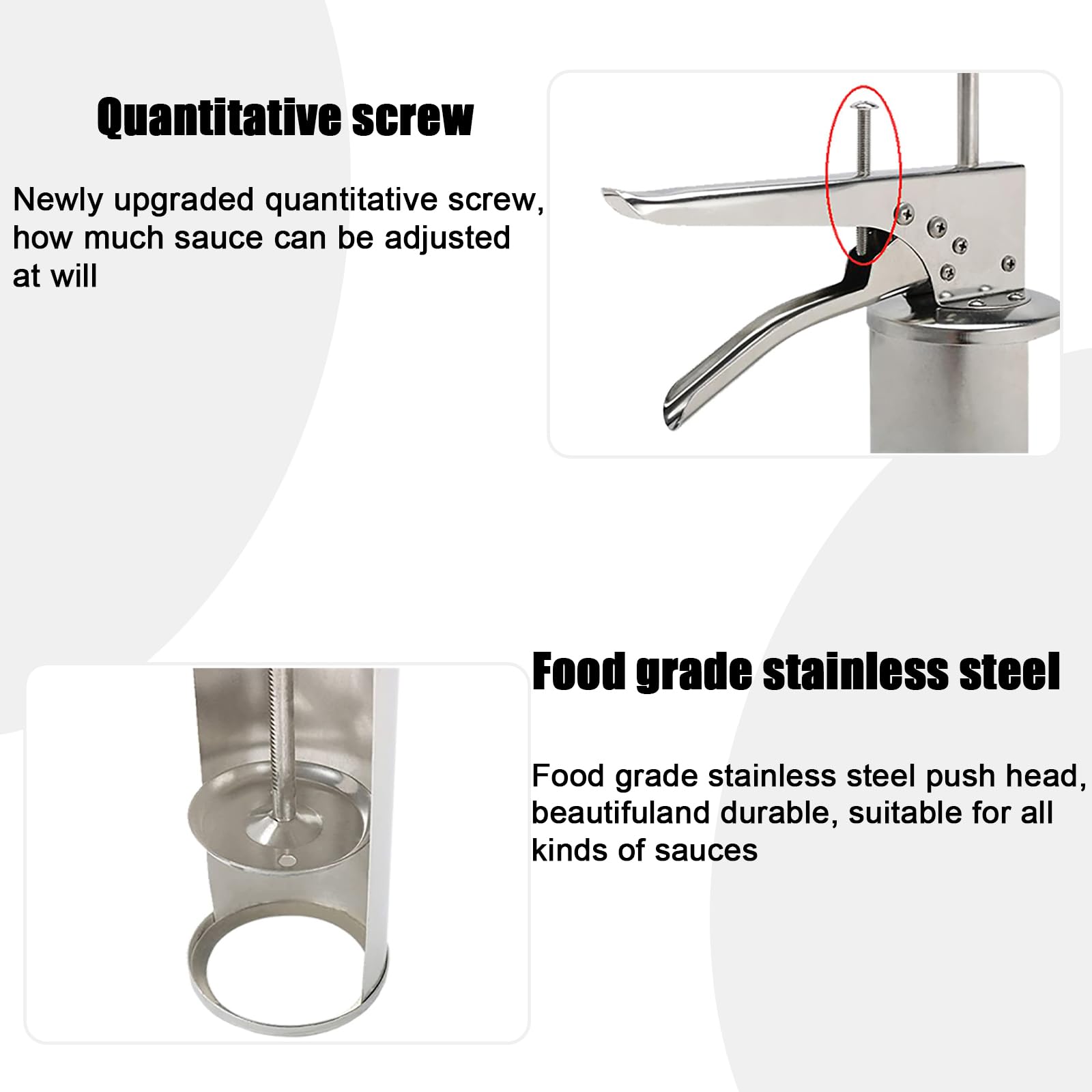 Pistola per salsa per hamburger in acciaio inossidabile, pompa per dispenser quantitativo di condimenti, con cartuccia riutilizzabile, per senape, pomodoro, insalata, ristorante, casa, cucina