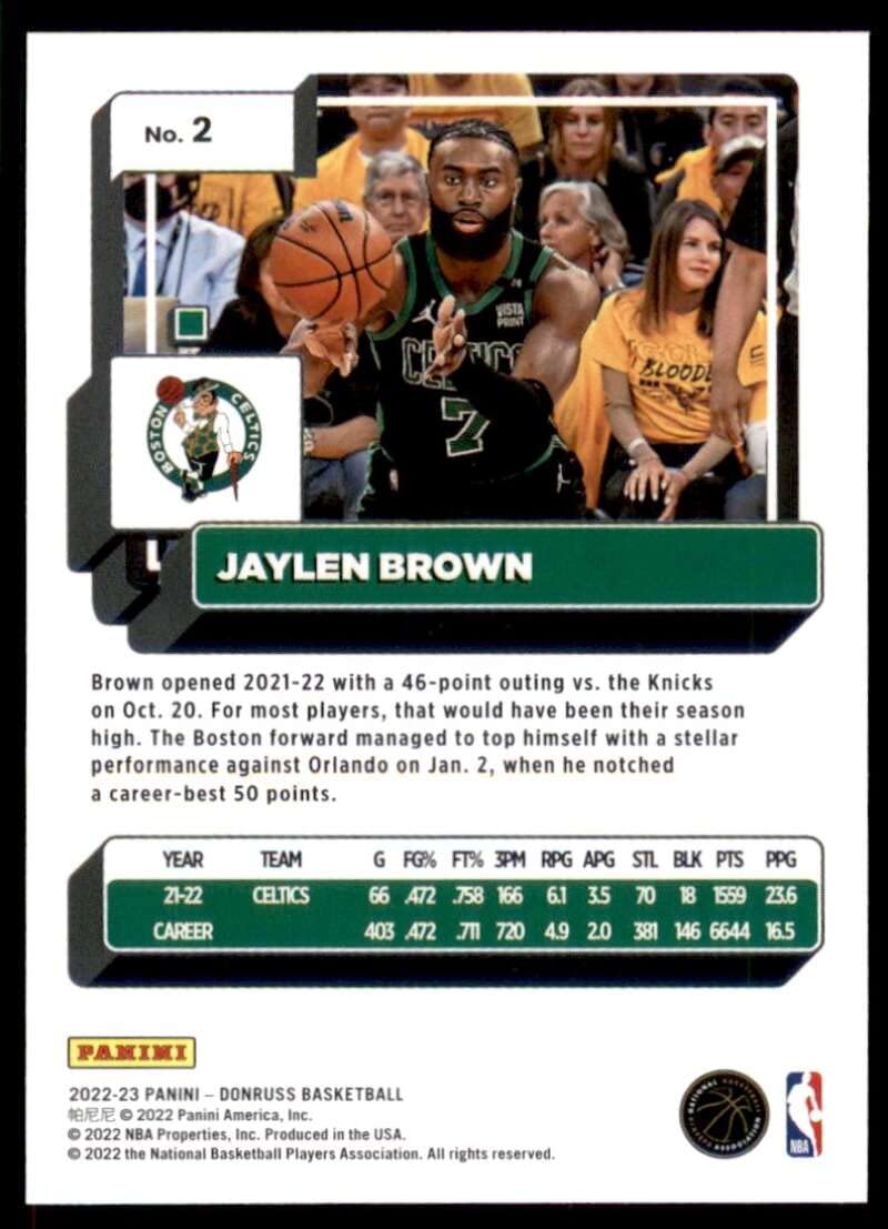 Amazon.com: 2022-23 Donruss #2 Jaylen Brown Boston Celtics NBA