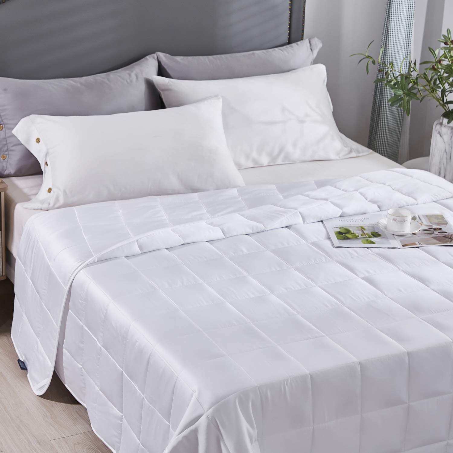 40lbs Weighted Blanket King Size 88x104 White 400 Thread Count Ultra