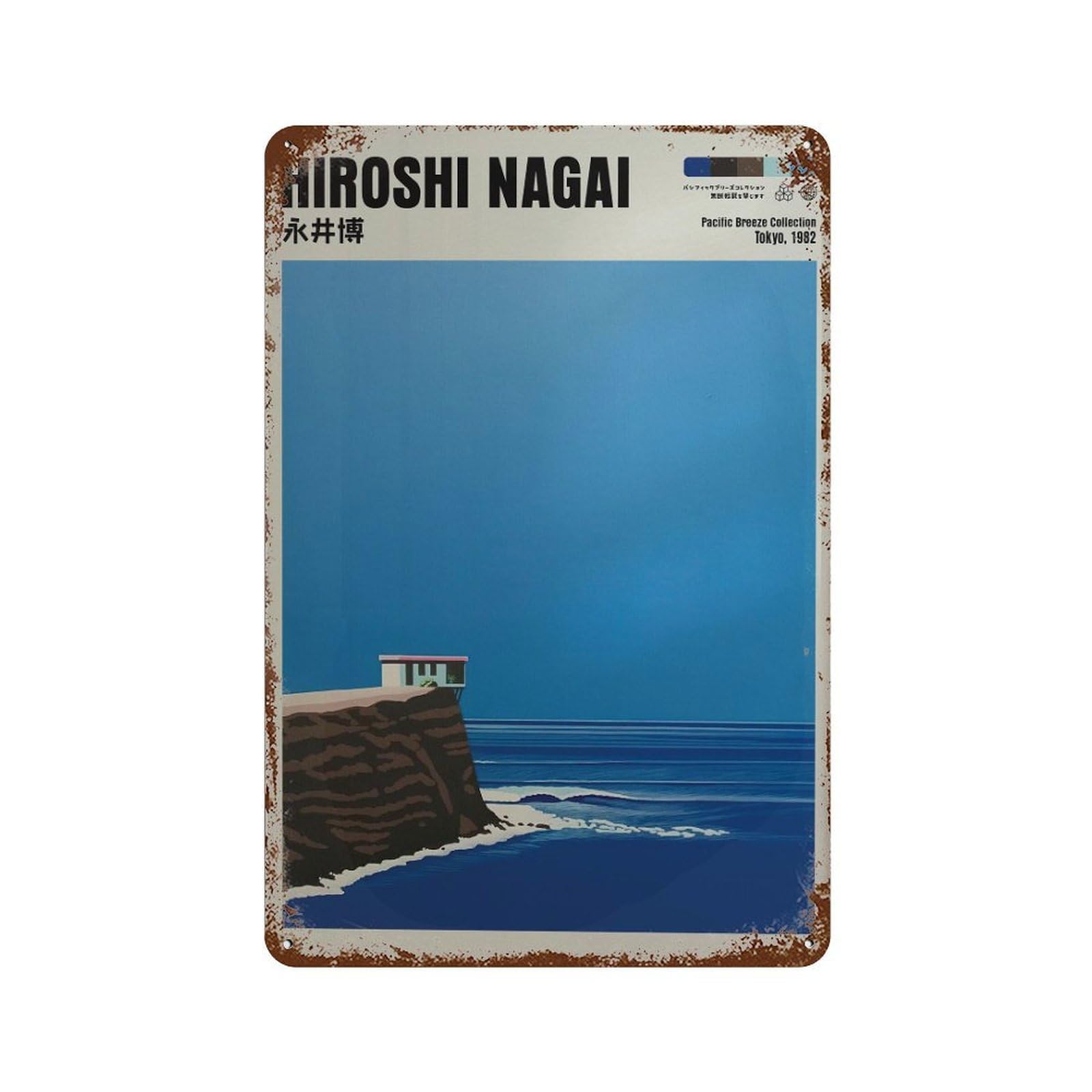 xiaoxiaoshen Hiroshi Nagai Japanese Seascape Vaporwave Home Decor Wall Decor Art Metal Tin Poster Modern Home Decor Art Home Bar Shop Decorations Vintage Sign 30x20cm