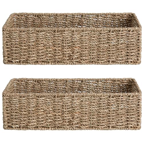 StorageWorks Toilet Tank Basket for Bathroom, Seagrass Storage Ba...