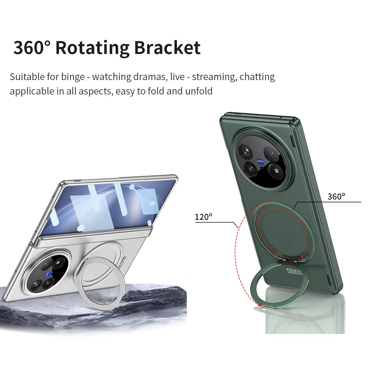 Custodia con supporto rotante per Samsung Fold 5, Pellicola protettiva per schermo, adatta per Mag-Safe Magnetic, Cover protettiva per cerniera