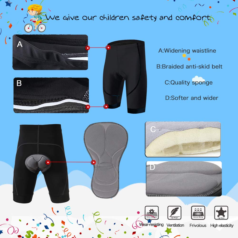 Ensemble De Vêtements De Cyclisme pour Enfants Garçons Maillots Filles Jersey À Manches Courtes + Short avec 3D Rembourré Coussin