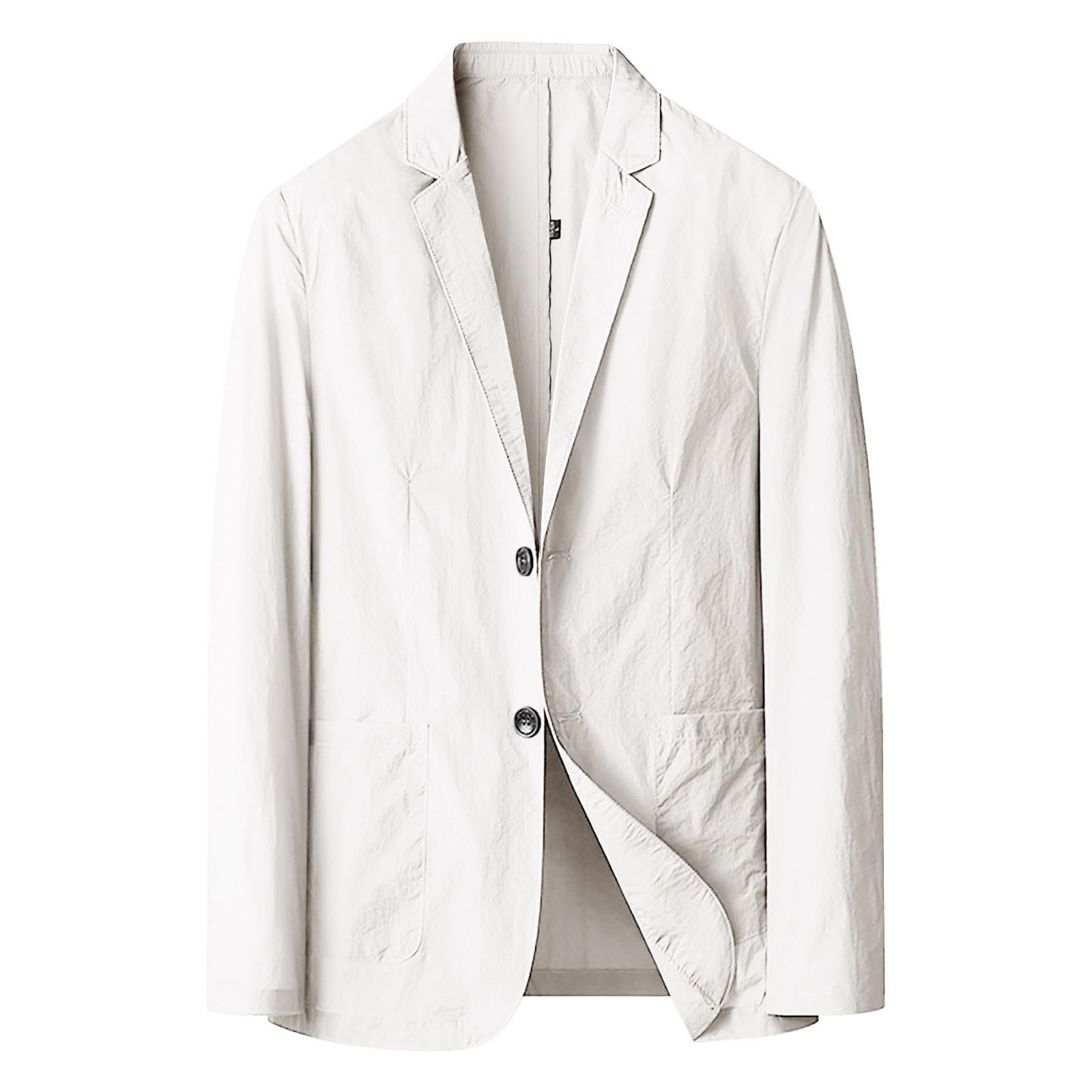 Giacca da uomo per il tempo libero, taglie forti, vestibilità normale, in lino, casual, con bottone, sezione sottile, scollo a V, tinta unita, da ufficio