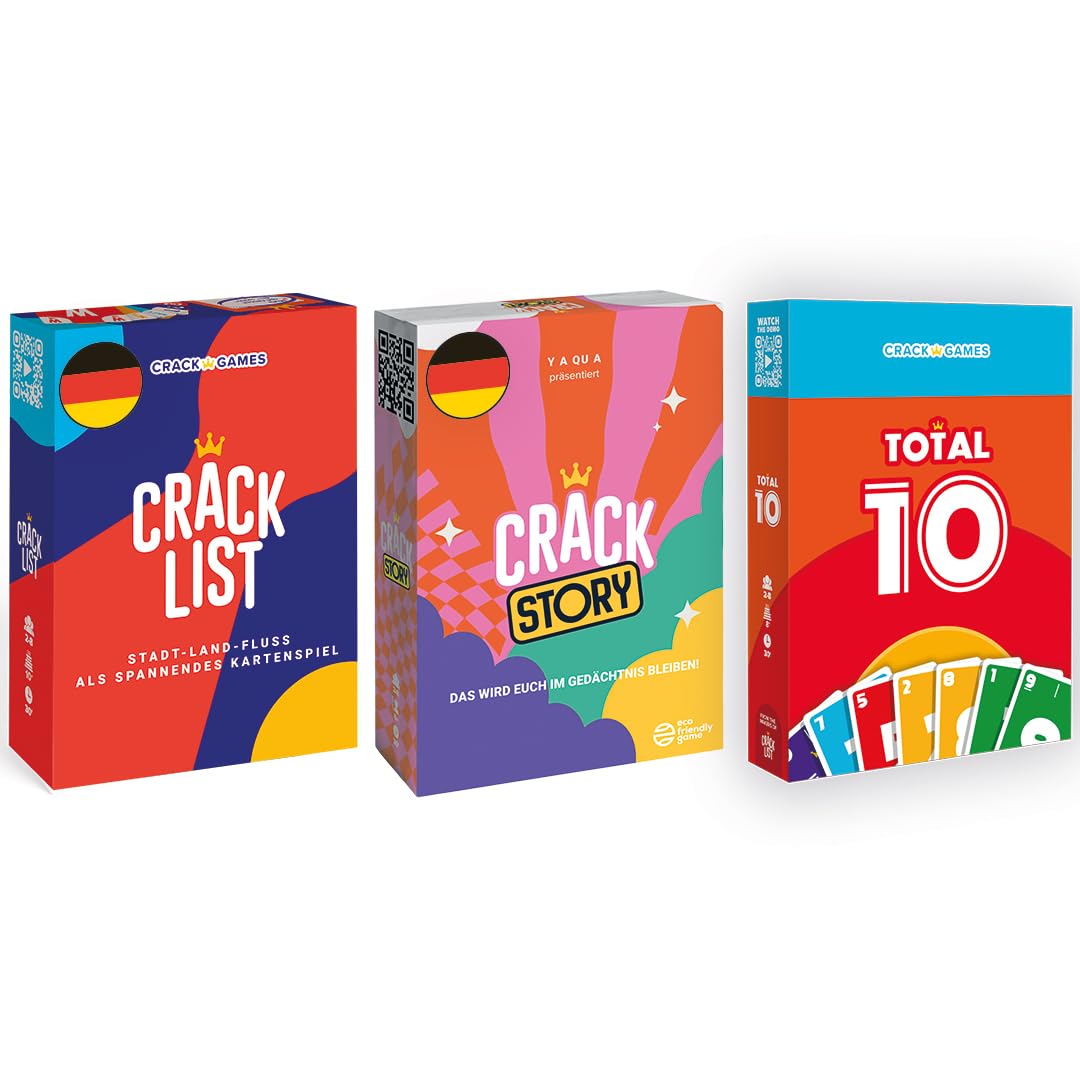 CRACK LIST Lot 3 Familienspiele Crack Story + TOTAL 10 | Sommerangebot | 2-8 Spieler | ab 8 Jahren