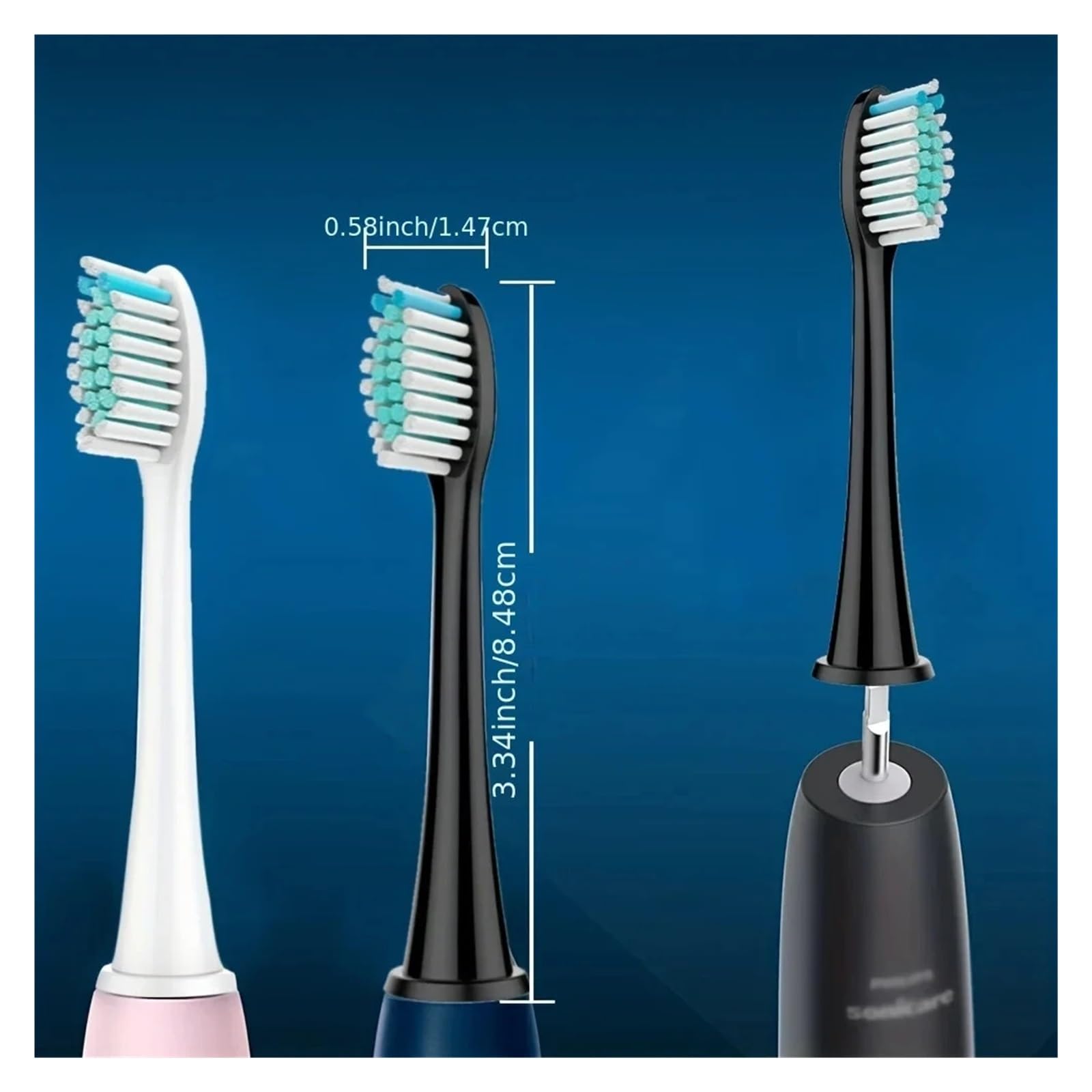 Cabezales de cepillo repuesto 8 piezas for HX3 HX6 HX9 Series HX6064 | Los cabezales de cepillo de repuesto se adaptan a los mangos de cepillos de dientes eléctricos a juego.(Black 16pcs)
