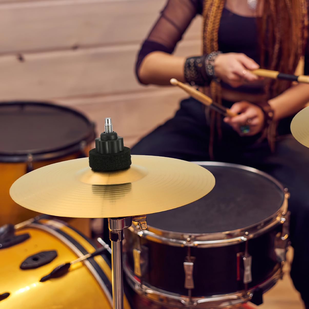 iplusmile Piatti Crash per Batteria Acustica in Ottone Oro, Bordi Lisci e Arrotondati, 2 Pezzi per Jazz Drum Set