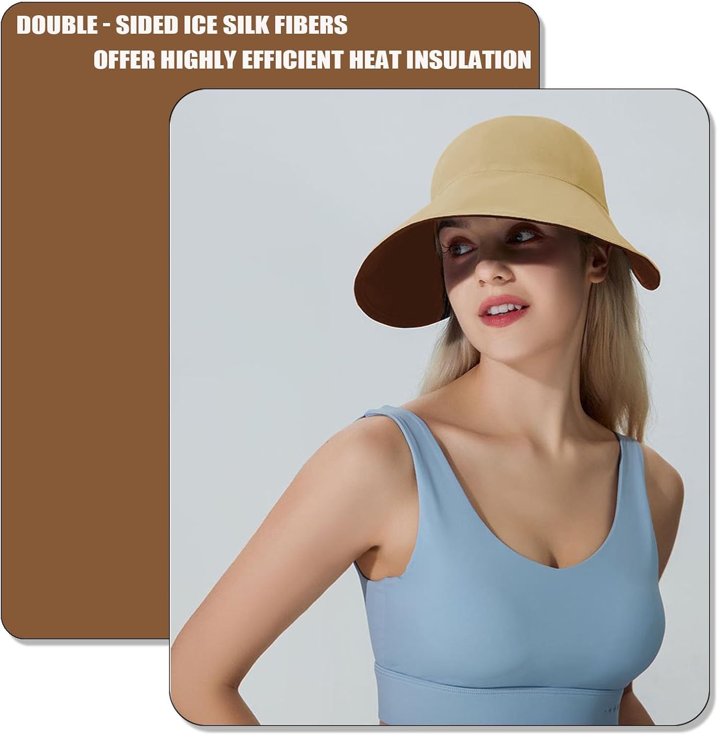 Sun Hats for Womens Wide Brim UV Protection Fishing Hats Packable Reversible Hollow Top Hat with Ponytail Beach Travel Hats - Image 2