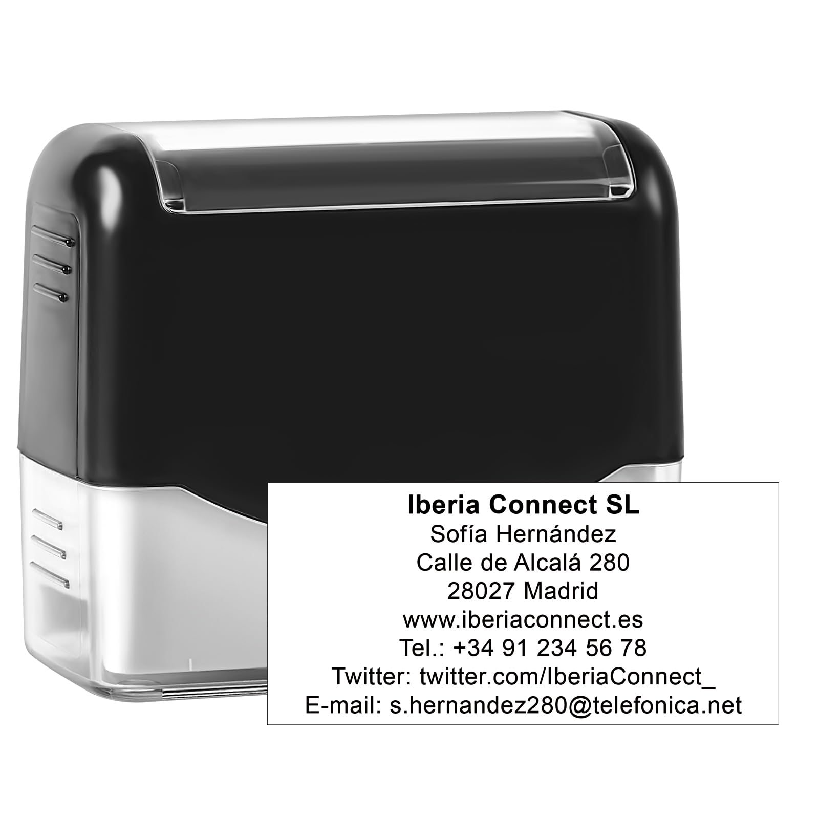 Sello autoentintable personalizado para dirección de retorno - Tamaño XXL con hasta 8 líneas de texto y múltiples fuentes y colores de tinta