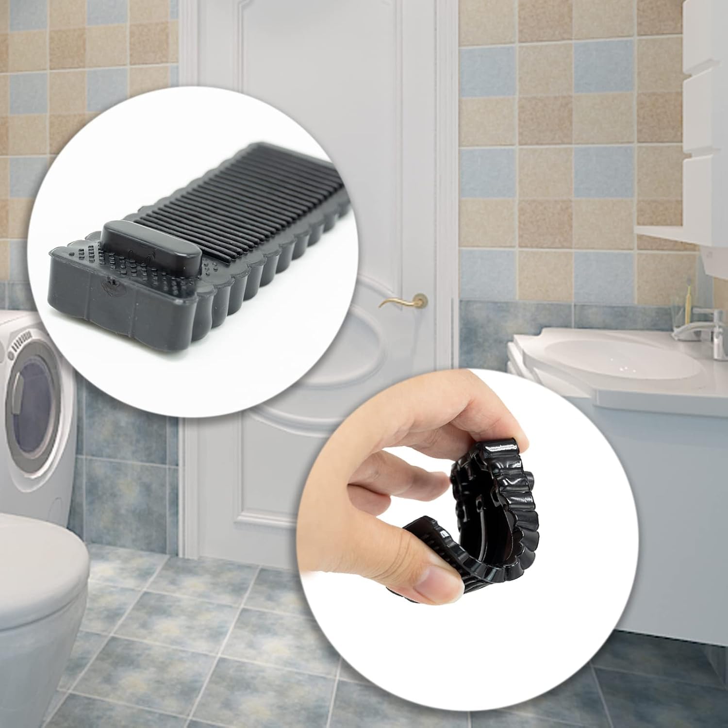 Fermaporta In Gomma | 2 Pezzi | Antiscivolo E Autoadesivo | Per Interni Ed Esterni | Nero - Foto 7