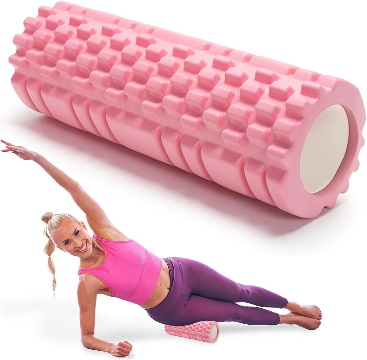 30cm Yoga Foam Roller, Yoga Column Suitable for Muscle Training Pilates Sports, Massage Foam Roller Trigger Point Therapy Home Gym Exercise, 30 x 10 cm (Pink)