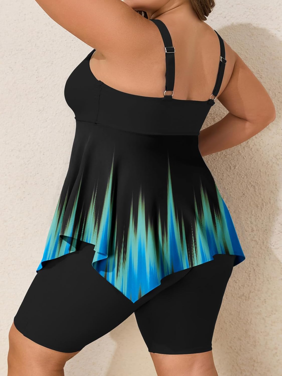 Summer Mae Plus Size Swimsuit Tankini for Women Two Piece Bathing Suit Flowy 2025 Rash Guard Swimwear with Capris Shorts - Image 3
