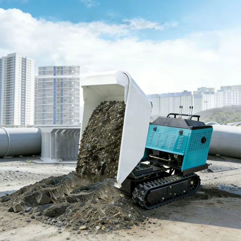 Small Tracked Household Dump Truck with Hydraulic Dump Compact Crawler Transport Vehicle for Home Use Gardening Farming Mountain Terrain and Light Material Handling Applications