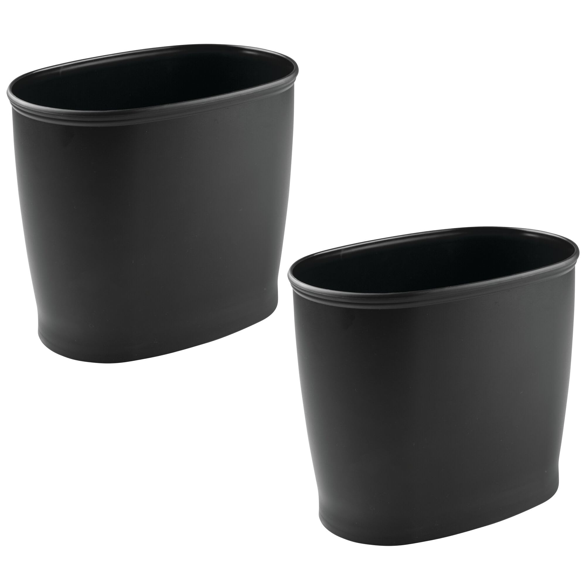 Poubelle ovale iDesign lot de 2 bacs compacts noir mat anti-traces