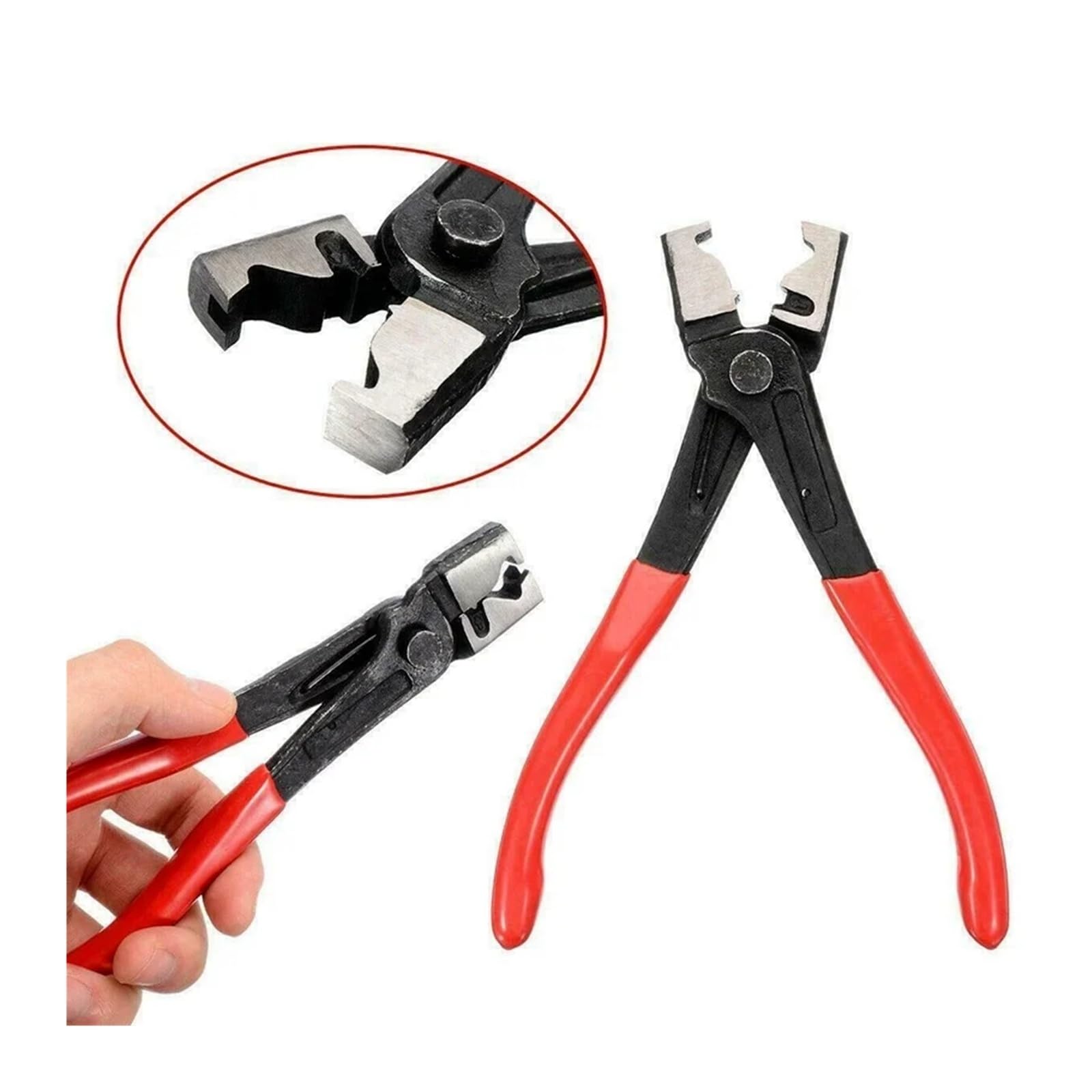 100 Uds. Combinación de aro de oreja única de acero inoxidable en caja + abrazaderas de tornillo de banco, juego de alicates, abrazaderas de trabajo de madera(100pcs and plier)