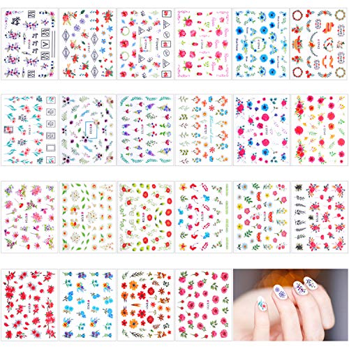 2000+ Pieces Nail Art Stickers Adhesive 3D Nail Decals Stickers Leaf Flower Butterfly Nail Stickers With Tweezers For Women Girls Diy Nails Decorations Favors (Flower Themed Series) #TOP4