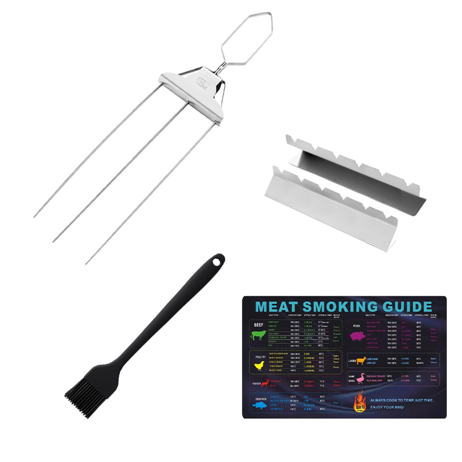 Hochwertiges 3-Zinken Grillgabel Set, Grillausrüstung aus rostfreiem Stahl in Lebensmittelqualität für sicheres und Robustes Kochen Freien, dauerhaftes Grillzubehör