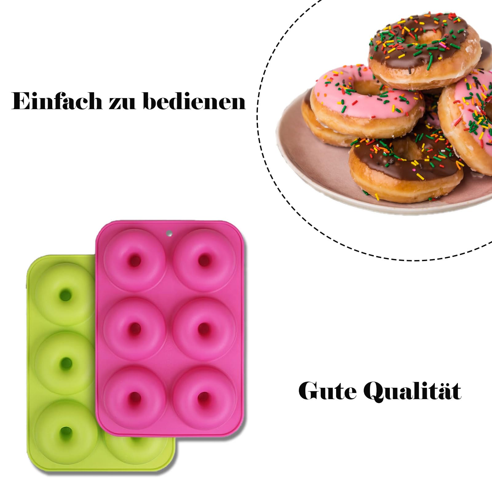Moules à Donuts Silicone 6 Compartiments LSRVNM - Lot De 3 Plaques Rose, Antiadhésif