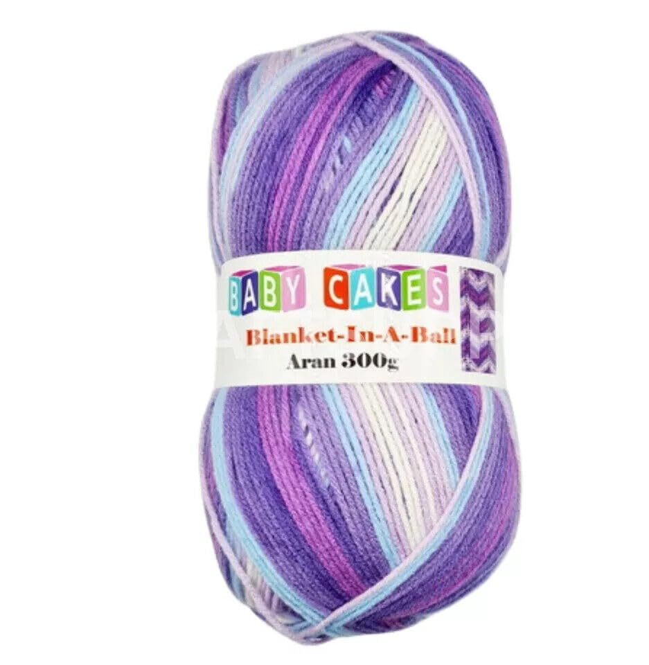 WoolCraft Baby Cakes Blanket in a Ball Aran Knitting & Crochet Yarn, Available in a Selection of Variegated Colours, 100% Acrylic, 636 Metres, 300g Balls, Pack of 5, Tropical