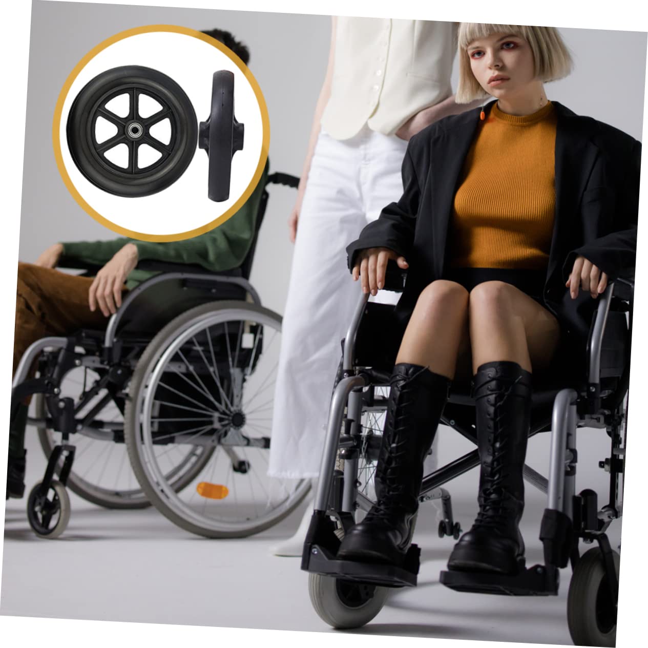 Gogogmee Wheelchair Front Wheel Accessories 2pcs Heavy Duty Replacement Wheels Easy Install for Wheelchair Walker
