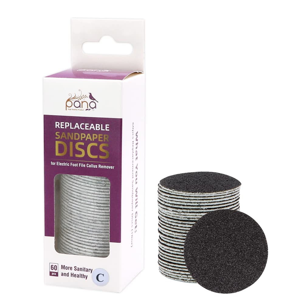 PANA Round Black Coarse Grit Replaceable Sandpaper Refill Discs - Pedi File Easy Strip Peel Pads Refill for Electric Foot File Callus Remover - (100