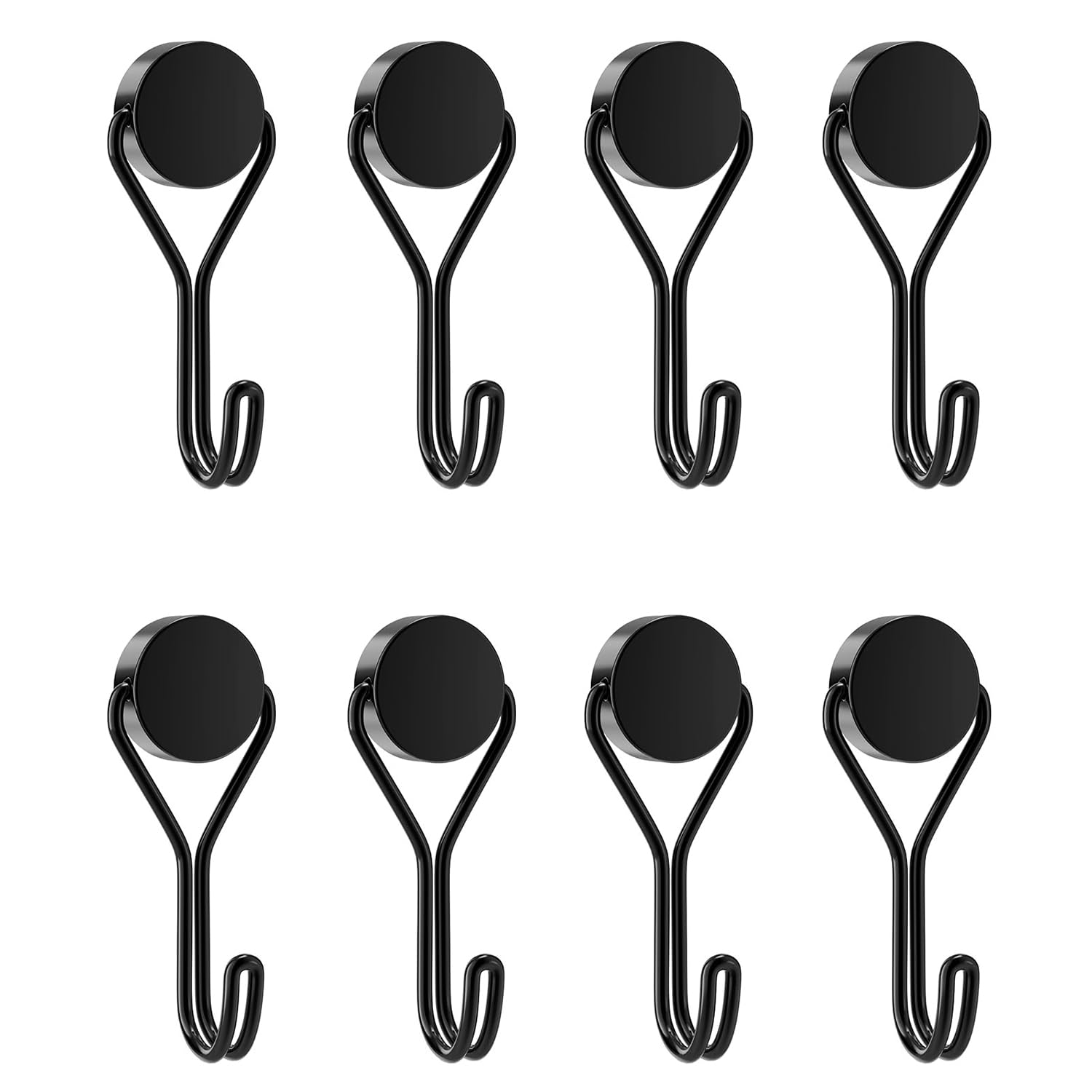 EUZUXU 8 Pack Magnetic Hooks, Black Magnet with Hooks Heavy Duty, for Hanging for Cruise Camping, Kitchen