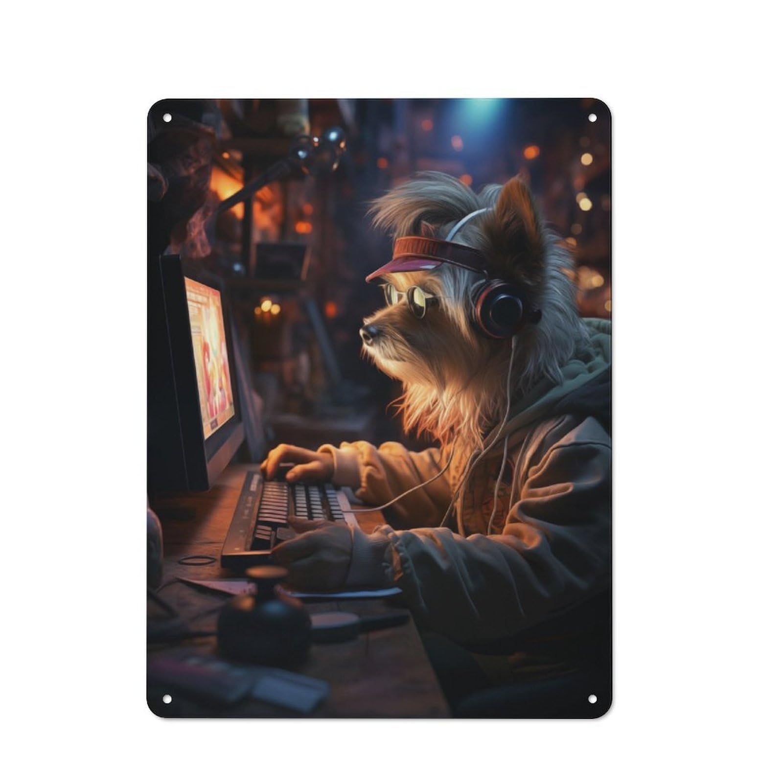 Junmoney Gaming Hippie Dog Metal Wall Sign 40X30cm, Rustic Decor For Hallway Wall, For Metal Sign Collectors, For Garage And Workshop Walls