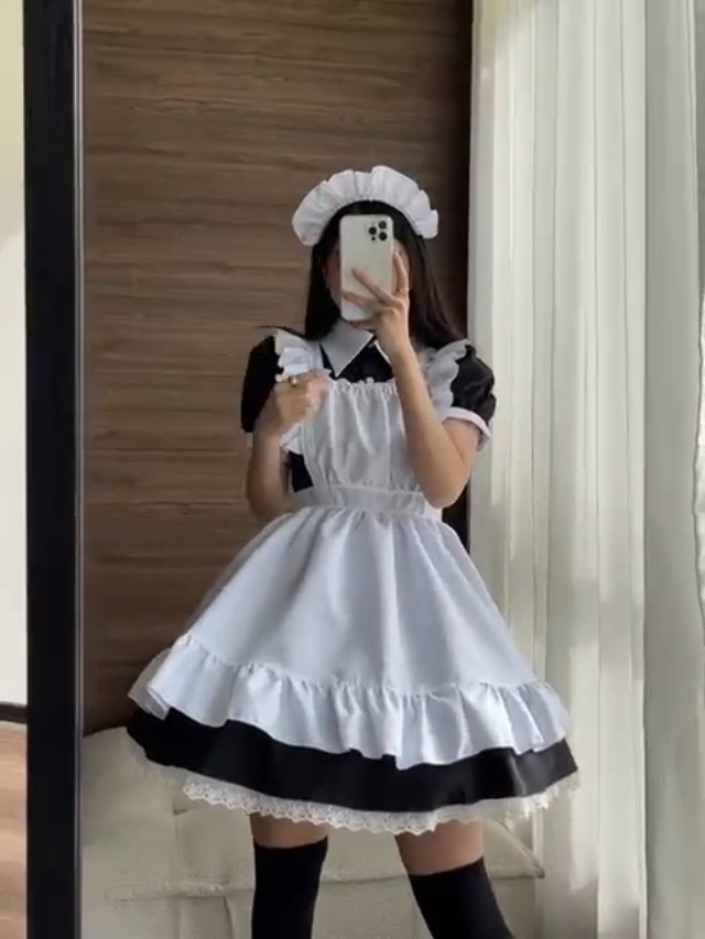 Amazon.co.jp: [FULINE] メイド服 英国風 コスプレ衣装 半袖