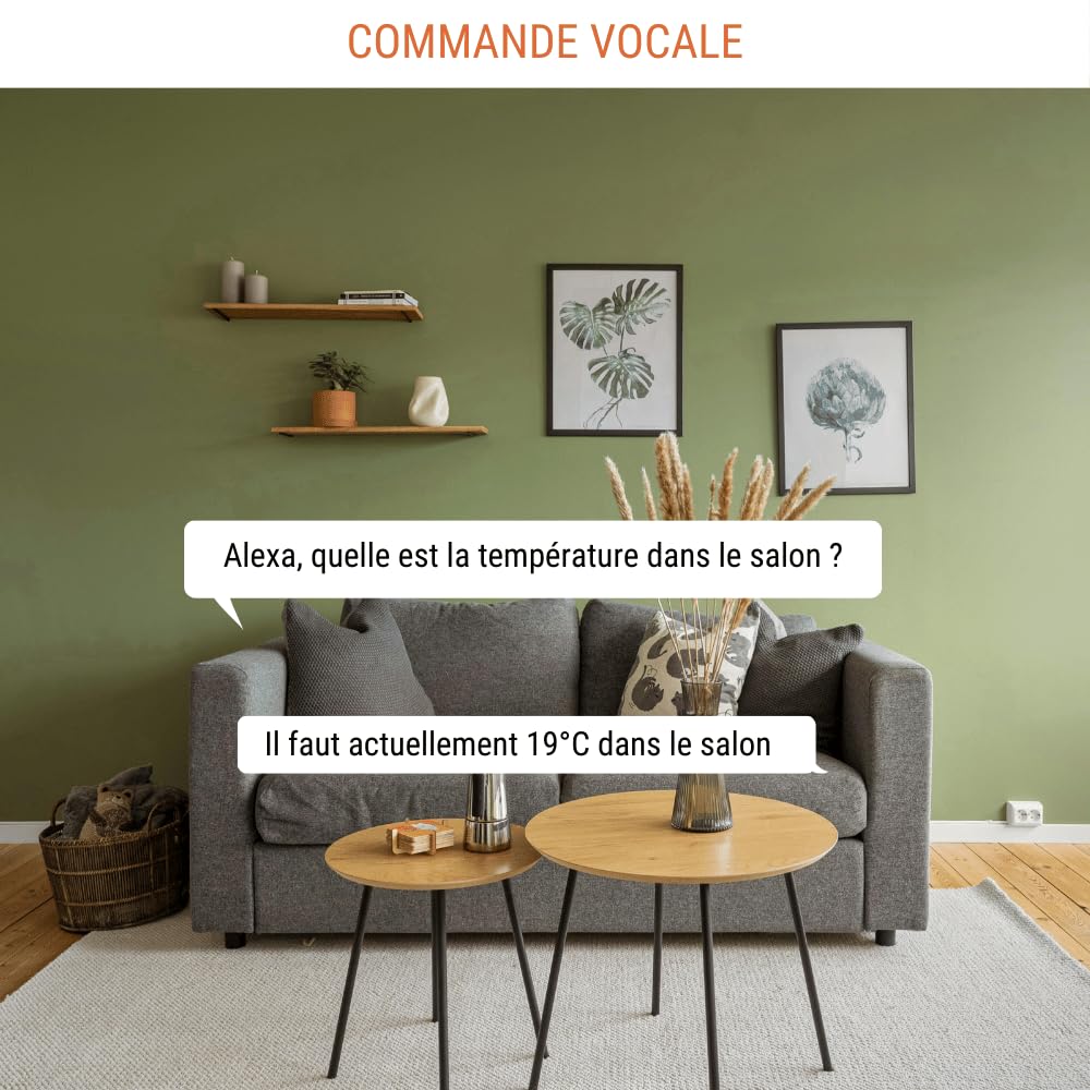 Konyks Termo 2, Thermomètre Hygromètre connecté Wi-Fi, Grand écran, Lecture à distance, déclenche d'autres appareils Konyks en fonction des mesures, Compatible Alexa et Google Home