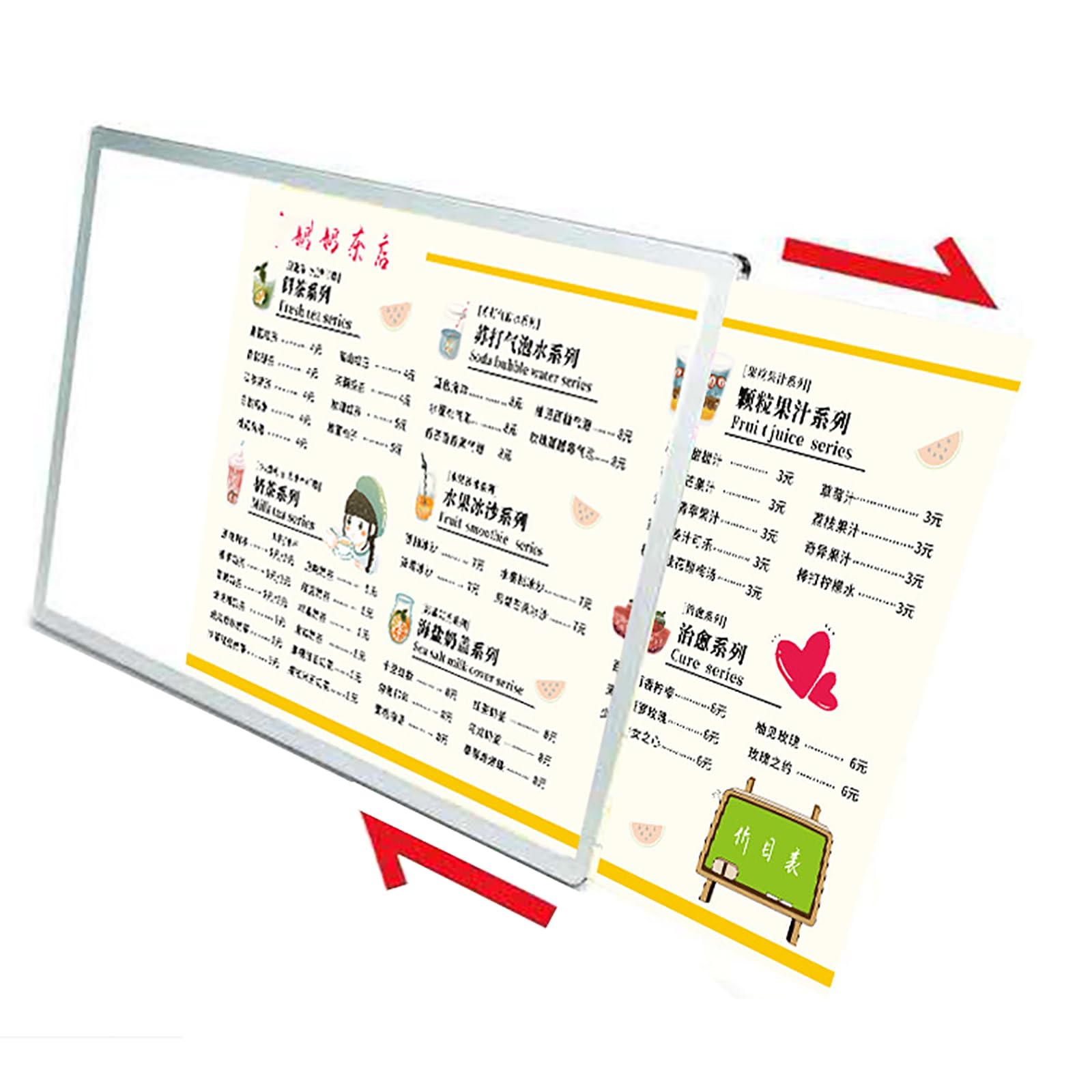 Pannello luminoso a LED ultrasottile, pannello per la visualizzazione del menu, listino prezzi per bar e negozi di tè al latte con cartelloni pubblicitari a LED,225 * 305mm,Black
