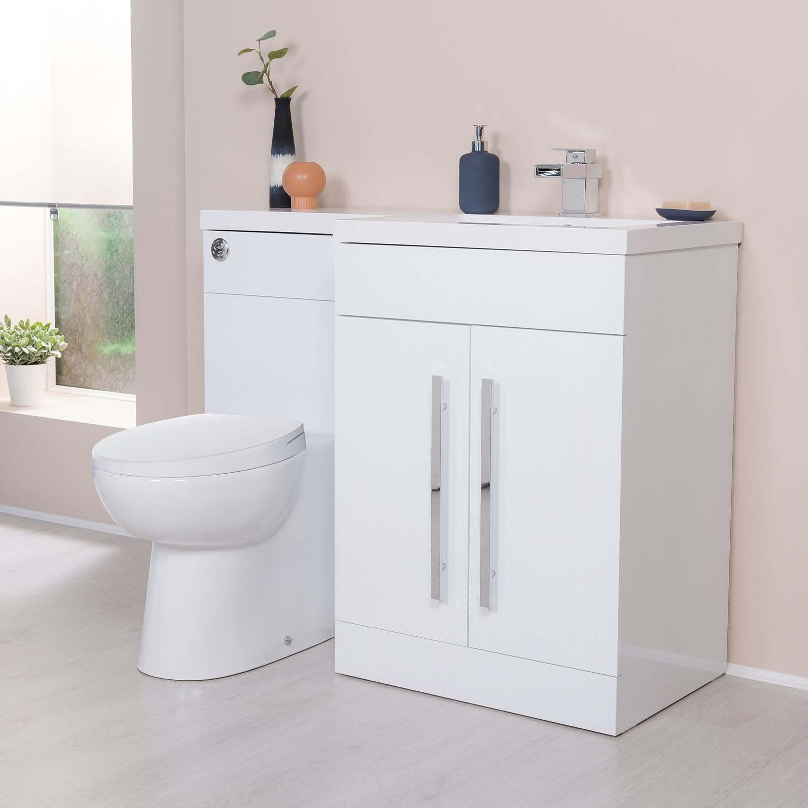 Garvee Asiento De Inodoro Con Bidet De Doble Boquilla, Tapa De WC Alargada De 48 cm En Polipropileno Blanco Con Cierre Suave y Presión De Agua Ajustable, Limpieza Higiénica No Eléctrica, Blanco, 48cm