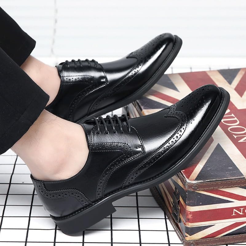 Men's Trendy Brogue Wingtip Dress Shoes Formal Casual Lace Up Punched Leather Oxford Breathable Lace Up Shoes for Business Office Wear3